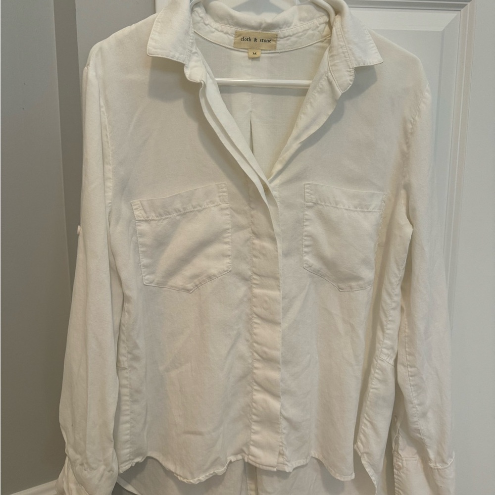 Cloth & Stone White Button-Up Shirt